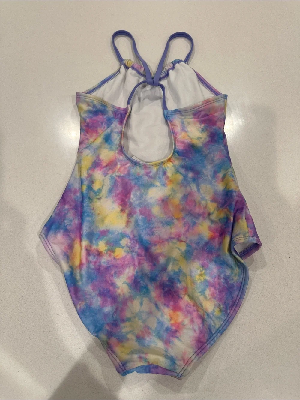 art class Girls Tie-Dye One-Piece Swimsuit in Purple, Blue, Yellow, Pink